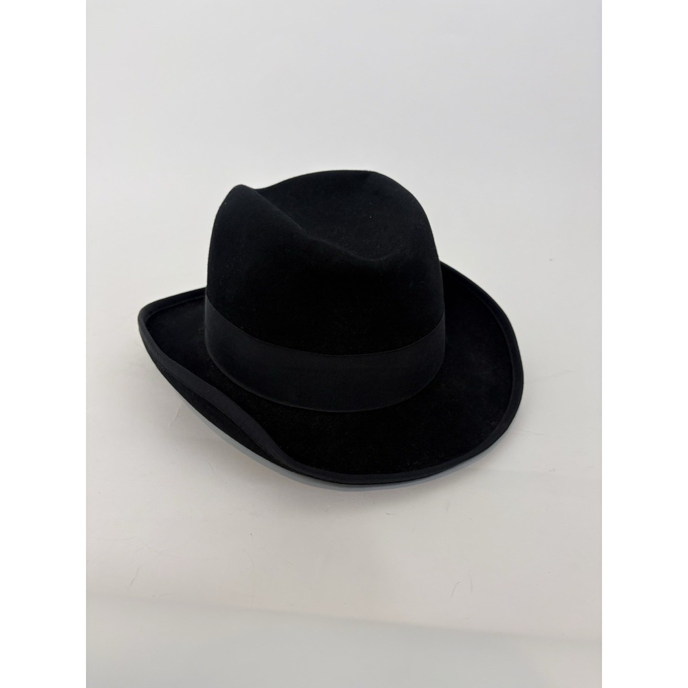 Vintage Golden Gate Hat Company LA Mens Black Wool Godfather Fedora Hat Sz 7 5/8 - Picture 1 of 10